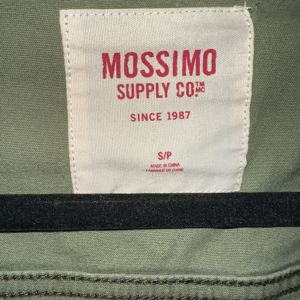 Mossimo Supply Co. Military Green Diagonal Zip Up Denim Body With Cotton Sleeves - Picture 4 of 9